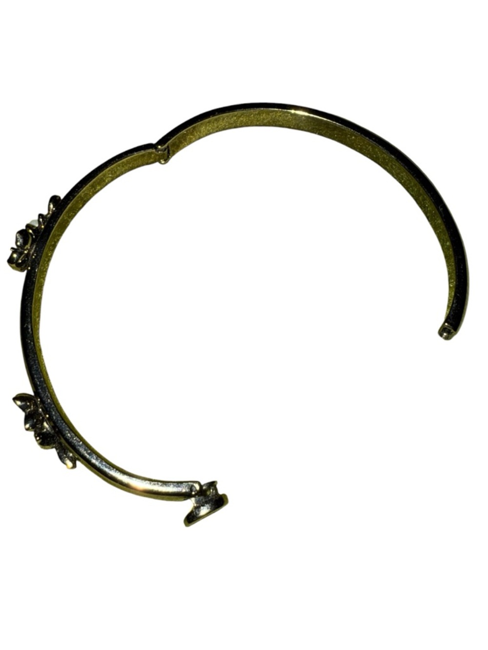 Juicy Couture Vintage Gunmetal Floral Crystal & pearl Hinged Bangle Bracelet - Picture 5 of 7